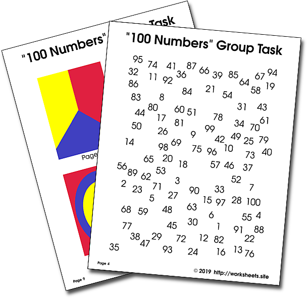 Image: 100 numbers activity sheets