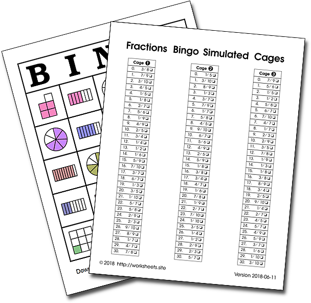 Fractions Bingo Simulated Cages
