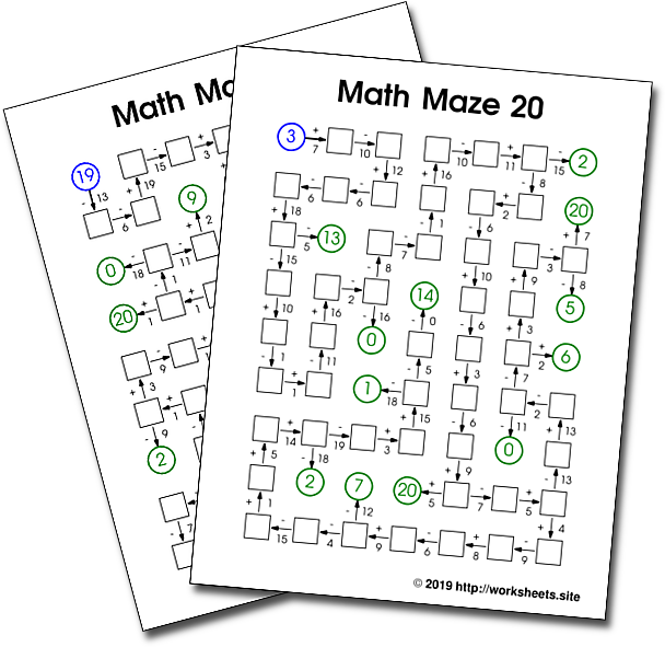 Math Mazes with addition and subtraction
