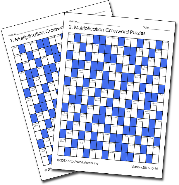 Multiplication Crossword Worksheets