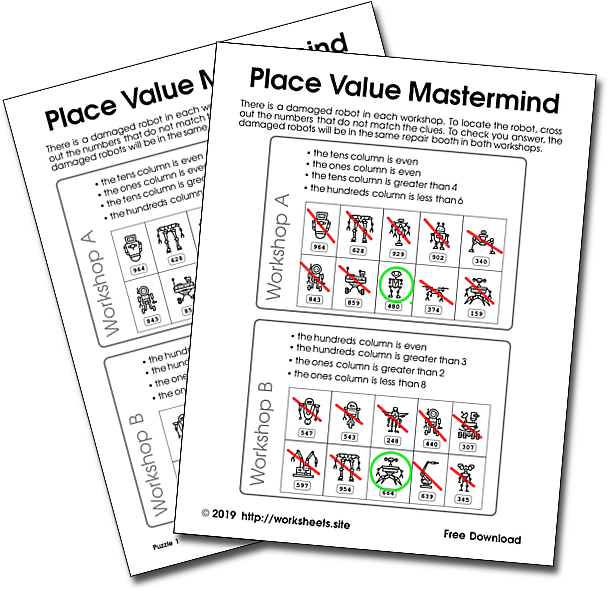 Place Value Mastermind with Robots