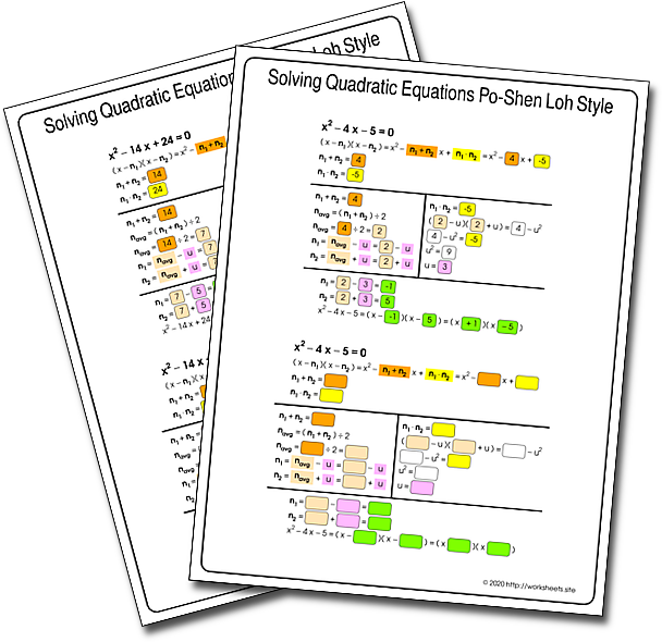 Worksheets Po-Shen Loh Quadratic Equations