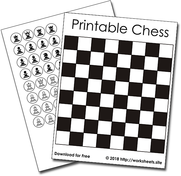 Free Printable Chess board with pieces
