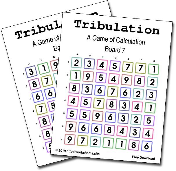 Tribulation Calculation Printable Game